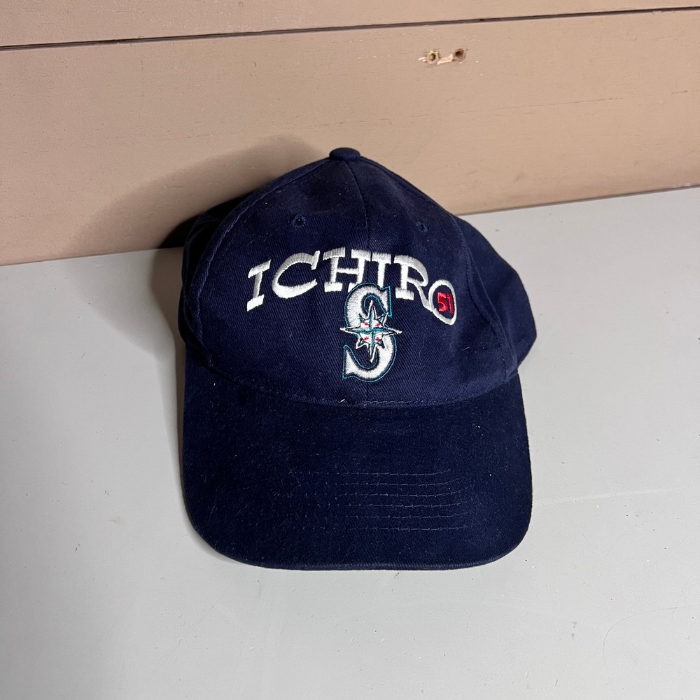 Vintage Ichiro Suzuki Seattle Mariners Hat Navy Blue Headmaster MLB Cap #51 OSFM